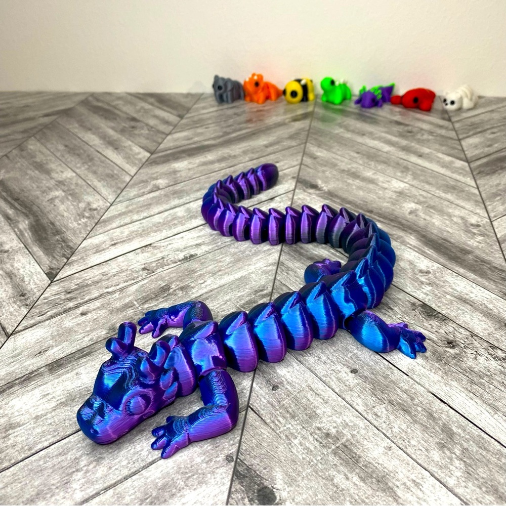 Articulated Dragon 3d Print Flexi Zou Dragon Desk Pet Fidget Toy 14 Inches